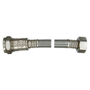 15mm x 1/2" x 300mm FLEXIBLE TAP CONNECTOR HOSE WITH ISO VALVE