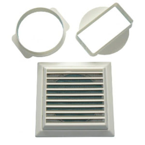 WHITE LOUVRED VENT WALL OUTLET
