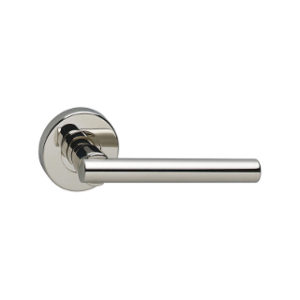 ROUND T BAR LEVER ON ROSE HANDLE POLISHED NICKEL